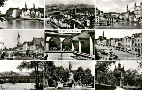 Steyr Enns Oberoesterreich Ennspartien Panorama Stadtplatz Laubenhof im Bummerlh