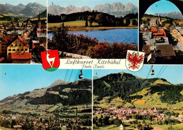 Kitzbuehel Tirol AT Panorama Schwarzsee mit Wilden Kaiser Hahnenkammbahn mit Hor