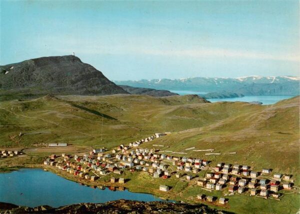 Hammerfest Norge Aerial View of the town at lake Storvannet