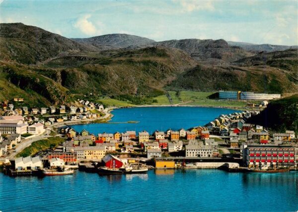 Hammerfest Norge View of the town and lake Storvannet