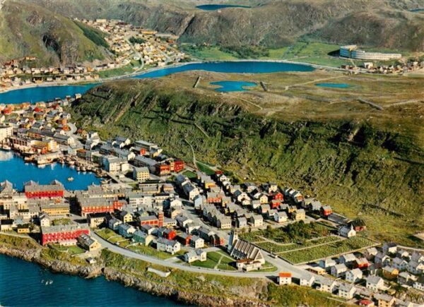 Hammerfest Norge Aerial View of the words northernmost town