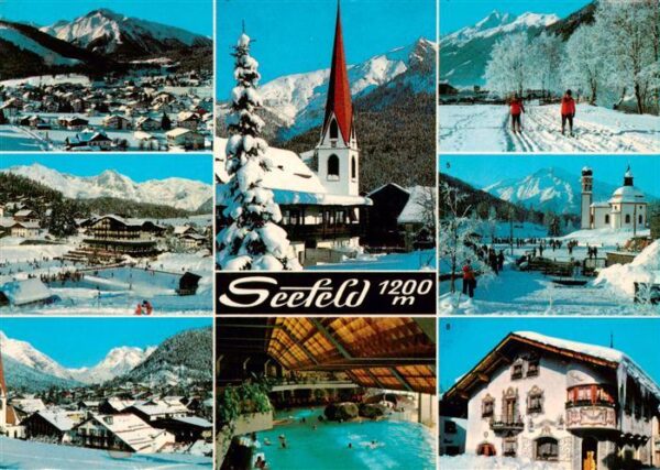 Seefeld Tirol Orts und Teilansichten Kirche Hallenbad