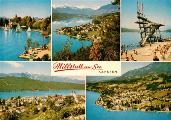 Millstatt Millstaettersee Kaernten AT Teilansichten Fliegeraufnahmen Strandbad