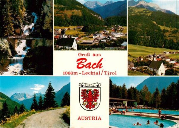 Bach Tirol AT Wasserfall Panorama Kirche Strasse Schwimmbad