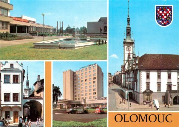 Olomouc Olmuetz CZ Pomnik Klementa Gottwalda a budova OV KSC Radnice Skolni ulic