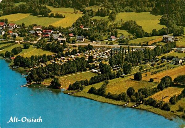 Ossiach Ossiachersee Kaernten AT Alt Ossiach Camping Lampele Fliegeraufnahme