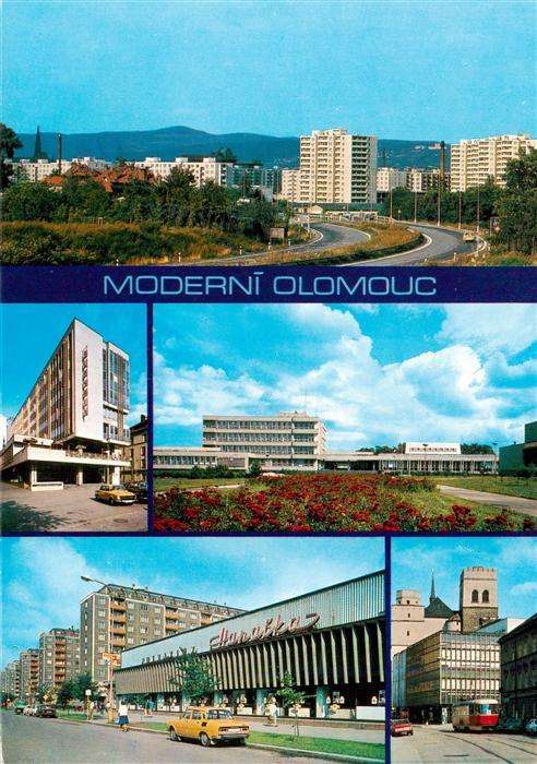 Olomouc Olmuetz CZ Nova vystavba u vypadovky na Brno Budova Jednoty OV KSC a Dum
