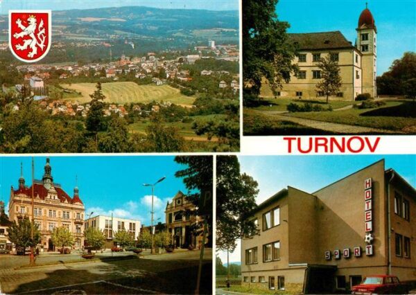Turnov  Turnau CZ Panorama Zamek Hruby Rohozec Namesti Pracujicich s obcheodnim