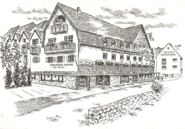 Oberfell Mosel Moselgasthaus und Metzgerei Zur Krone Zeichnung