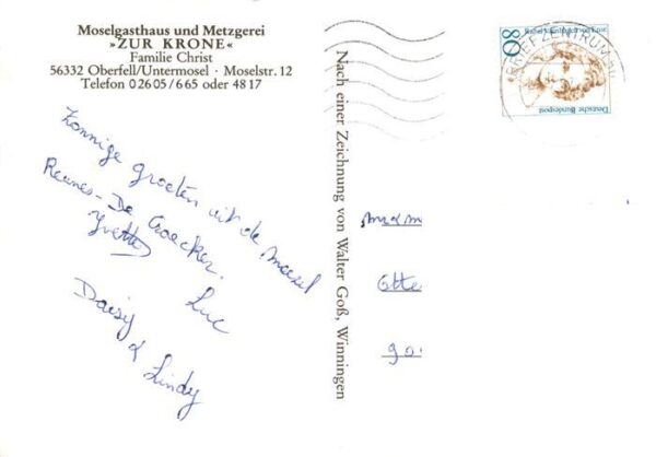 Oberfell Mosel Moselgasthaus und Metzgerei Zur Krone Zeichnung – Bild 2