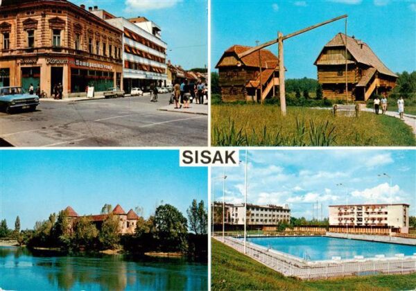 Sisak Croatia Ortsmotiv Schloss Ziehbrunnen Freibad