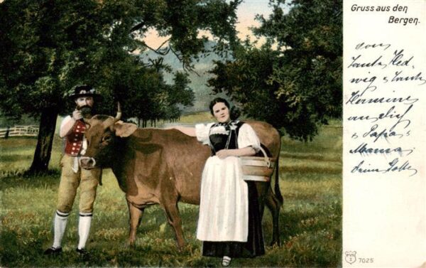 Landwirtschaft Trachten Gruss aus den Bergen