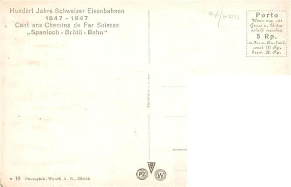 Eisenbahn Railway Chemin de Fer Schweizer Eisenbahn Spanisch-Broetli-Bahn – Bild 2