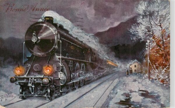 Schlemo E. Kuenstlerkarte Bonne Anne Eisenbahn