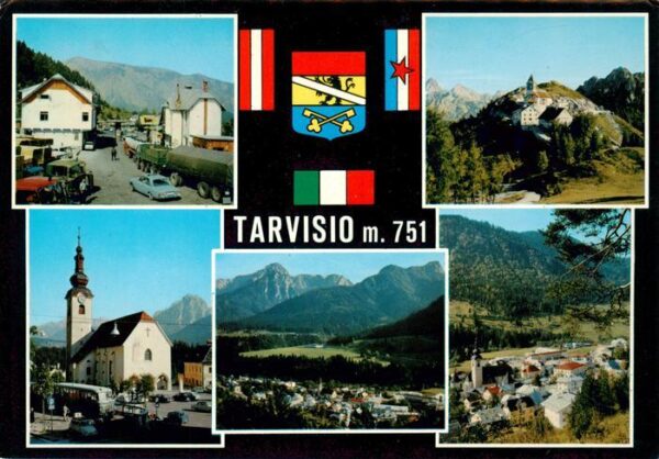 Tarvisio Udine IT Ortspartien Kirche Panorama