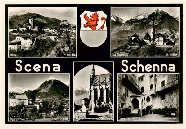 Schenna Meran Trentino IT Panorama Kirche St Georgen Schloss Mausoleum Schlossho