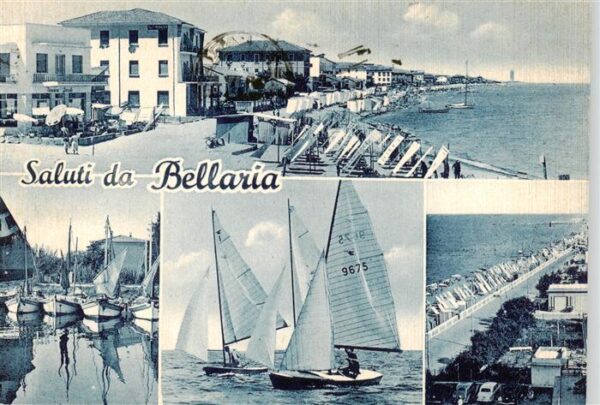Bellaria Rimini IT Strand Hafen Segelpartie Strandpromenade