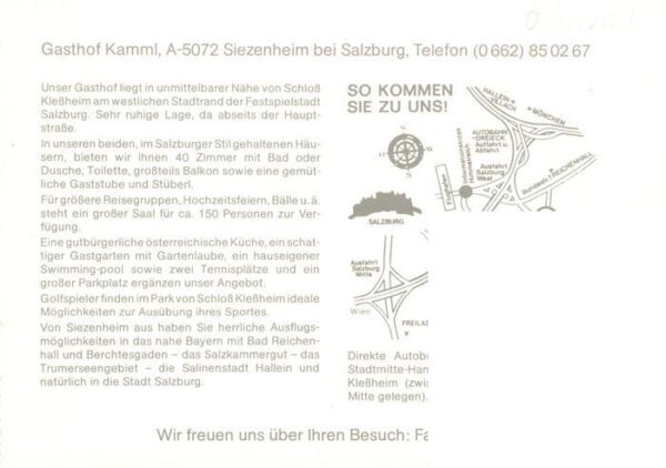 Siezenheim Salzburg AT Gasthof Kamml Terrasse Gastraum Gaestezimmer – Bild 2