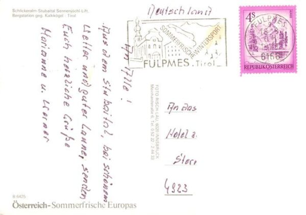 Schlickeralm 1616m  Tirol Stubaital Sennenjoechl Lift Bergstation gegen Kalkkoeg – Bild 2