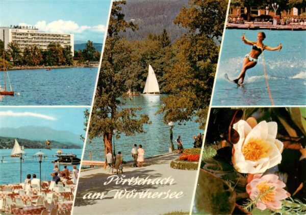 Poertschach Woerthersee Hotel Terrasse Seepartie Wasserski Seerosen