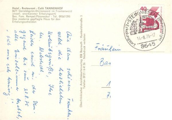 Duerrenwald Geroldsgruen Hotel Restaurant Tannenhof – Bild 2