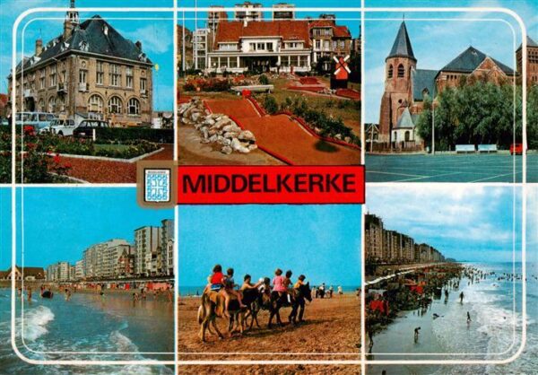 Middelkerke Belgie Teilansichten Minigolf Kirche Strand Hotels Eselreiten