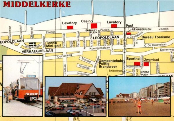 Middelkerke Belgie Stadtplan Strassenbahn Restaurant Strandleben Hotels