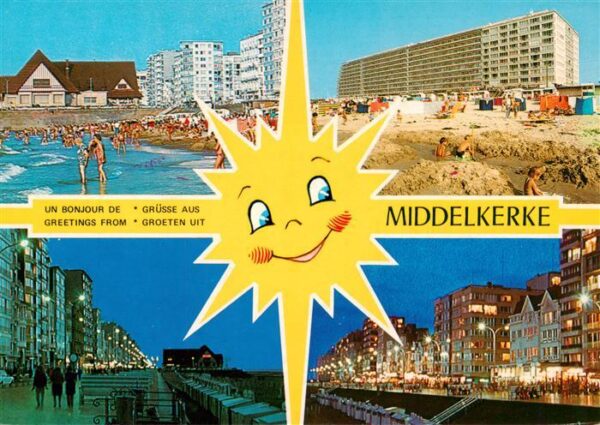 Middelkerke Belgie Strandleben Hotels Promenade bei Nacht Sonne