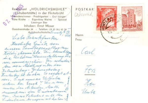 Hinterbruehl Niederoesterreich AT Restaurant Hoelderichsmuehle Schubertstaette L – Bild 2