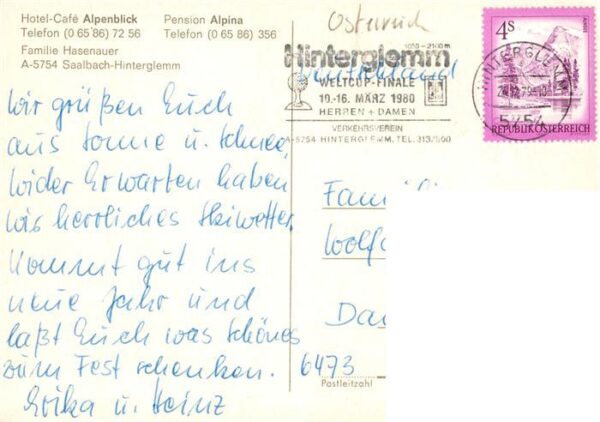 Saalbach -Hinterglemm AT Hotel Cafe Alpenblick Pension Alpina – Bild 2