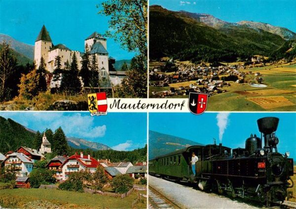 Mauterndorf AT Schloss Panorama Ortspartie Dampfeisenbahn