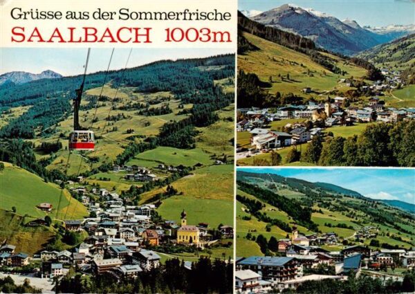 Saalbach -Hinterglemm AT mit Schattbergseilbahn Zwoelferkogel und Talstation der