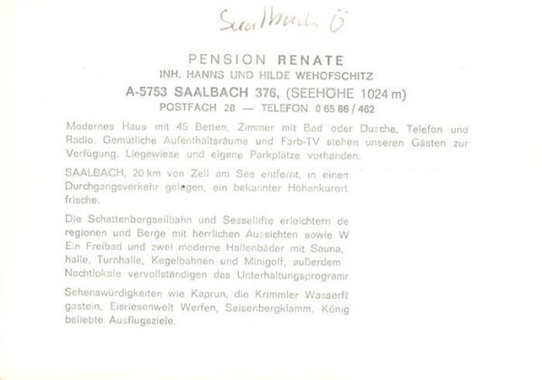 Saalbach -Hinterglemm AT Pension Renate – Bild 2