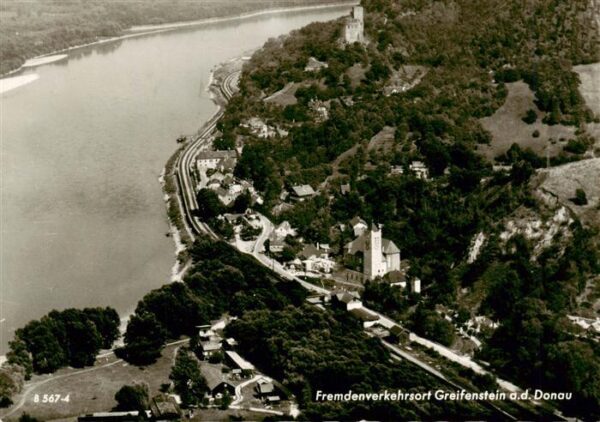 Greifenstein Niederoesterreich Fliegeraufnahme Donaupartie