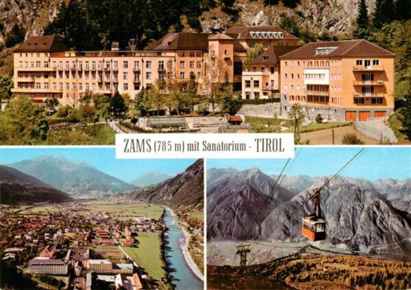 Zams Tirol AT Sanatorium Fliegeraufnahme Seilbahn