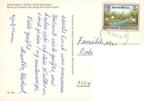 Scharnstein AT Almtal Blick auf Schloss und Burgruine Scharnstein – Bild 2