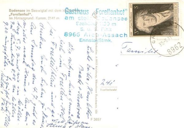 Bodensee Aich-Assach Seewigtal Steiermark AT Panorama mit Gasthaus Forellenhof – Bild 2