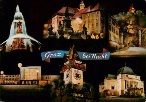 Graz  Steiermark AT Teilansichten bei Nacht