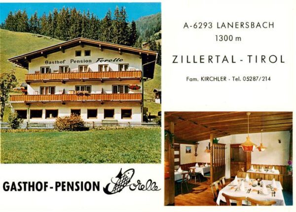 Lanersbach Mayrhofen Zillertal Tirol AT Gasthof Pension Forelle Gaststube