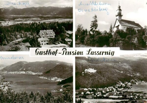 Ossiachersee Kaernten AT Aussichtsturm Oswaldiberg Gasthof Pension Lassernig Fli