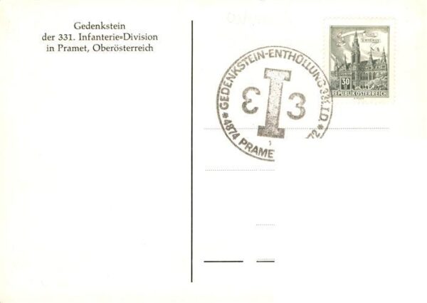 Pramet Oberoesterreich AT Gedenkstein der 331. Infanterie Division – Bild 2