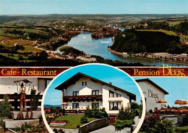 Haibach Schaerding Fliegeraufnahme Cafe Restaurant Pension Blaas Terrasse