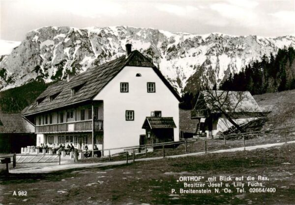 Breitenstein Semmering AT Orthof mit Blick auf die Rax