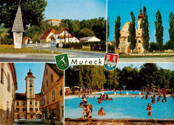 Mureck Bildstock Kirche Ortspartie Schwimmbad