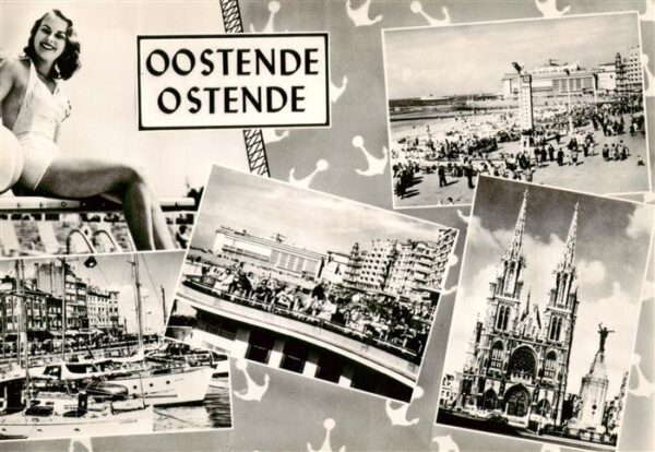 Oostende Ostende West-Vlaanderen Belgie Strand Hafen Kirche