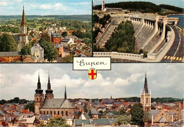 Eupen Panorama Fliegeraufnahme Kirchen