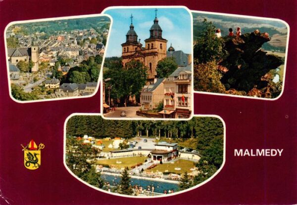 Malmedy Wallonie Stadtblick Kirche Panorama Schwimmbad