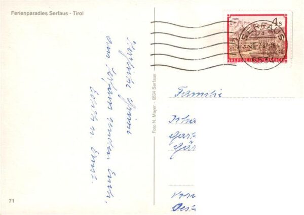Serfaus Tirol Panorama Kirche Hotel Loewen Alm Schwimmbad Trachten – Bild 2