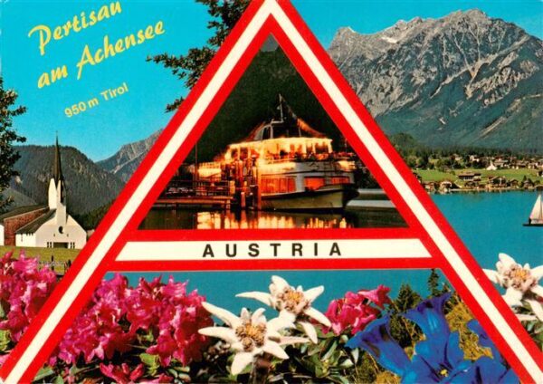 Pertisau Achensee Tirol AT Kirche Hotelschiff Seepartie Alpenflora