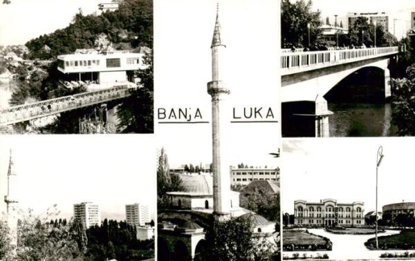 Banja Luka Banjaluka Bosnia Teilansichten Minarett Bruecke Schloss